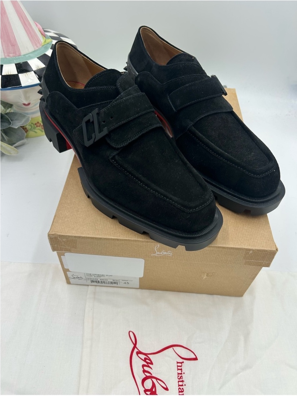SOLD !!!! Men’s Christian Louboutin, our GEORGES suede lug so loafer size 45